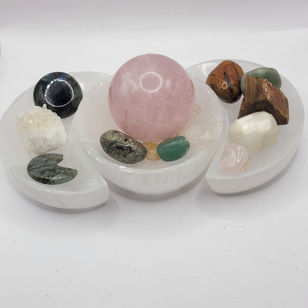 Triple Moon Selenite Bowls